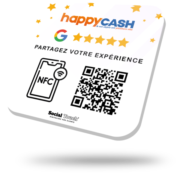 Plaque connectee Google Avis Happycash