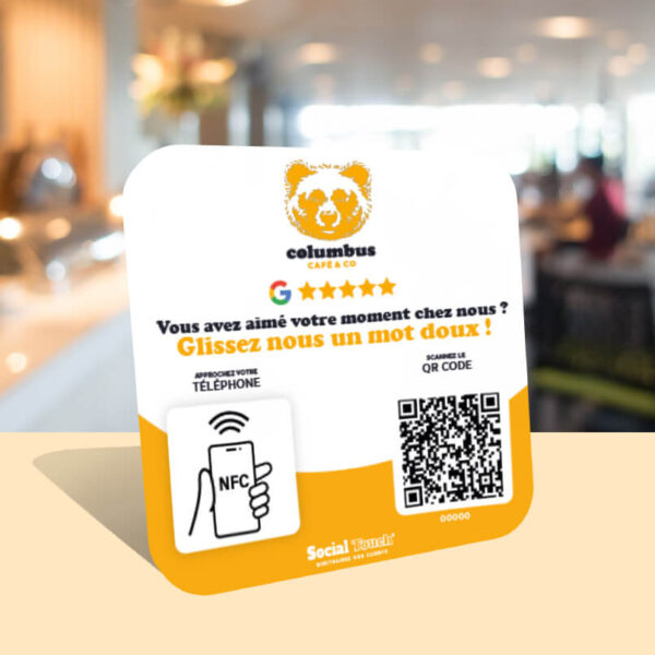 Plaque NFC connectee Google Avis x Columbus Café